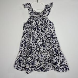 Vineyard Vines for Target white blue ocean sailboat sleeveless ruffle dress 7/8